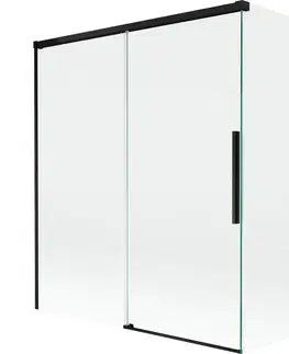 Sprchové dvere MEXEN/S - Rox vaňová zástena 2-krídlová posuvná 140 + 70 x 150, transparent, čierna 8C9-140-070-70-00
