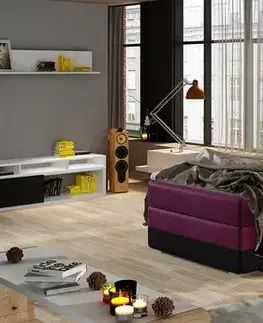 Postele NABBI Alessandra 90 P čalúnená jednolôžková posteľ vínová / čierna