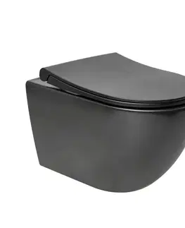 Záchody Wc s doskou softclose závesné VitrA S60 čierna mat zadný odpad 7510-083-6319 7510-083-6319