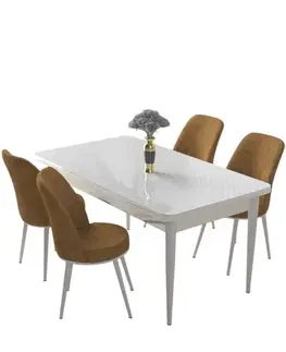 Jedálenské sety Dining Table & Chairs Set (5 Pieces) Nil - White, Cappuccino