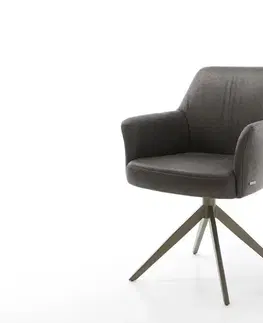Jedálenské stoličky DELIFE Jedálenská stolička Xana-Flex s opierkami mikrovlákno antracit vintage krížová podstava široká titanový efekt otočný 360° vrecková pružina