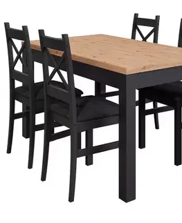 Súpravy stôl a stoličky v podkrovnom štýle Jedálenská zostava Mini čierna/artisan
