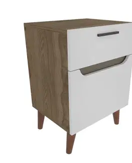Nočné stolíky Nočný stolík Losso - White, Oak