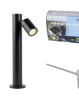 Zahradne stlpove lampy Vonkajšie svietidlo čierne 45 cm nastaviteľné IP44 - Solo