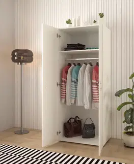 Šatníkové skrine KONDELA Ramsa 2 dvojdverová šatníková skriňa biela