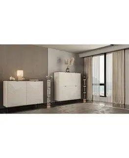 Komody KONDELA Eyco 2D dvojdverová komoda kašmír / dub castello / čierna