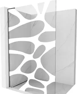 Sprchové dvere MEXEN/S - KiotoL Sprchová zástena WALK-IN 70 x 200, biela vzor, grafit metal 800-070-103-95-97