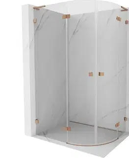 Sprchovacie kúty MEXEN/S - Lunar L sprchový kút štvrťkruh krídlový ľavá 100 x 90, transparent, meď kartáčovaná 833L-100L-090P-65-00