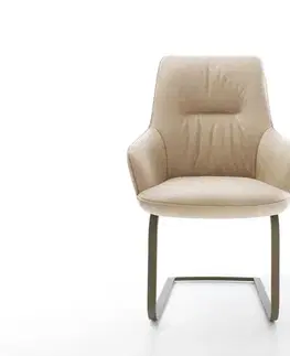 Jedálenské stoličky DELIFE Jedálenská stolička Zelia-Flex s opierkami mikrovlákno béžová vintage jedálenská stolička plochý titánová farba vrecková pružina