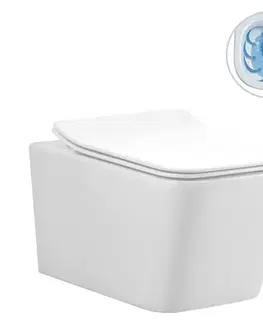 Záchody CERANO - WC závesné Forte, Rimless + Slim/UF sedátko - biela lesklá - 51x36 CER-538747