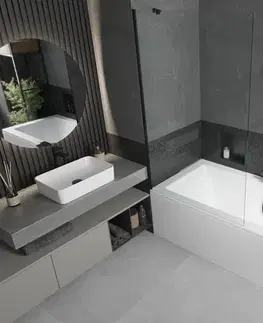 Sprchové dvere MEXEN/S - Cube obdĺžniková vaňa 180 x 80 cm s panelom + vaňová zástena 100, transparent, čierna 550518080X9510000070
