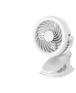 Ventilátory Eurolamp Nabíjací stolný látor s klipom, 6 W / 5 V, 1200 mAh, biely 300-20562