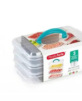 Dózy na potraviny Kinekus Dóza stohovateľná s rukoväťou 3x1l, 15,5 x 23,5 x 10cm