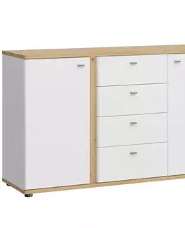 Komody do spálne Komoda Avila 2D4S AILK01 biela/dub artisan