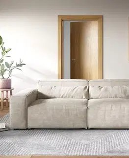 Veľké pohovky DELIFE Veľká pohovka Sirpio XL 270x130 cm manšester béžová s taburetom