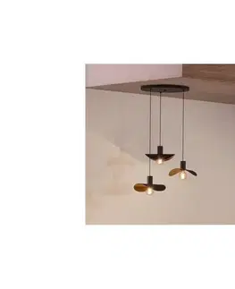 Svietidlá Eglo 390395 - Luster na lanku SACEDA 3xE27/40W/230V čierna/zlatá 390395