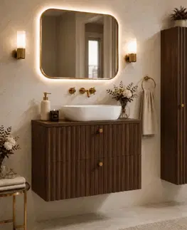 Skrinky do kúpeľne Elvisia Vysoká skrinka do kúpeľne BELLO Oak walnut