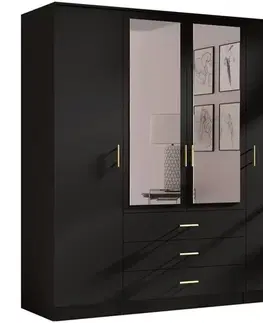 Šatníkové skrine Skriňa 4d Čierna