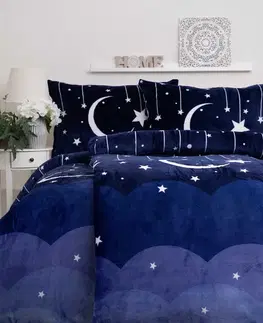 Obliečky MKLozkoviny.sk Predĺžené obliečky mikroplyš Exclusive – Nočná obloha - 140 × 220 cm - 70 x 90 cm