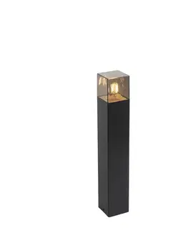 Zahradne stlpove lampy Stojaca vonkajšia lampa čierna 50 cm IP44 s dymovým sklom - Dánsko