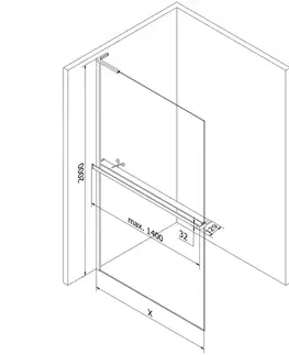 Sprchové dvere MEXEN/S - Kioto+ L Sprchová zástena WALK-IN s poličkou a držiakom uterákov 100 x 200, grafit, meď kartáčovaná 800-100-123-65-40