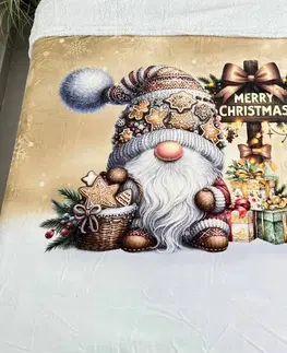 Deky Vianočná deka luxury baranková z mikroplyšu Gnome gold 150x200cm TiaHome