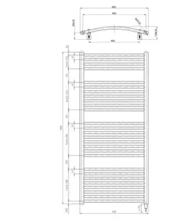 Radiátory do kúpeľne AQUALINE - ORBIT-E elektrické vykurovacie teleso, oblé, 600x1320 600 W, biela ILEO36T