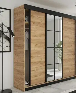 Šatníkové skrine KIER Šatníková skriňa ROMALA |  dub craft zlatý 200 cm