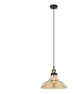 Svietidlá  MDM-2381/1 GD+AMB - Luster na lanku HUBERT 1xE27/40W/230V MDM-2381/1 GD+AMB