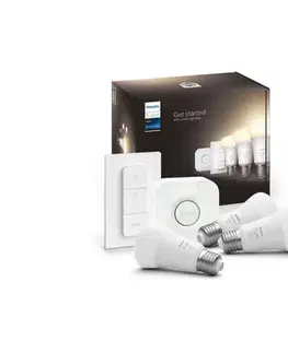 LED osvetlenie Základná sada Philips Hue WHITE 3xE27/9,5W 2700K + Hue Bridge a stmievač 871951428913000