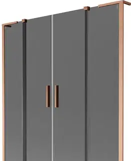 Sprchové dvere MEXEN/S - Velar L Duo dvojkrídlová posuvná vaňová zástena 140 x 150, grafit, meď kartáčovaná 896-140-003-42-65