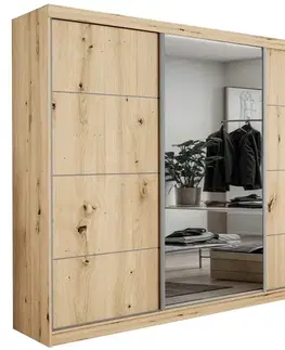 Spálňové skrine s posuvnými dverami Skriňa Palermo 250 artisan + zrkadlo