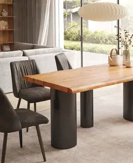 Jedálenské stoly DELIFE Jedálenský stôl Edge 200x100 XL akácia prírodná Troa kov čierna Live-Edge