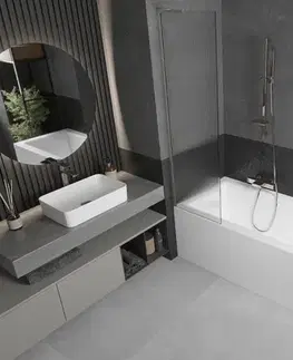 Sprchové dvere MEXEN/S - Next L vaňová zástena FIX 50 x 150, prúžky, nikel kartáčovaná 895-050-000-03-09-97