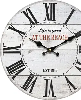 Hodiny Drevené nástenné hodiny At the beach, pr. 34 cm