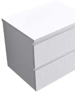 Kúpeľňový nábytok CERANO - Kúpeľňová skrinka Carole + doska pod umývadlo Navira Pro - 36 mm - biela matná ryhovaná - 60x51,6x46 CER-264323