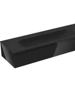 Kúpeľňový nábytok MEXEN/S - Orio kúpeľňová skrinka 140 cm s umývadlom Vela, 1 šuplík, čierna lesk/čierna mat 91A10-14023-1-BF70-W23M71