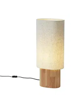 Stojace lampy Japandi stojacia lampa drevená s ľanovým tienidlom 70 cm - Lamel
