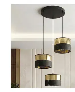 Svietidlá EMIBIG Luster na lanku LUX 3xE27/15W/230V čierna/zlatá 1649/3PREM