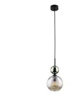 Svietidlá  Luster na lanku SOPHIA 1xE14/10W/230V čierna/zelená/dymová béžová 11145
