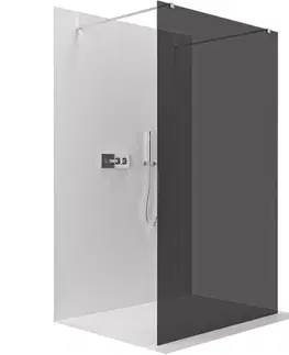 Sprchové dvere CERANO - Sprchová zástena Walk-in Onyx Duo Ľ/P - 8 mm - hranatá vzpera - chróm, grafitové sklo - 100x200 CER-8050BD1763