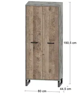Šatníkové skrine NABBI Bova W-2D dvojdverová šatníková skriňa pieskový dub / woodcon