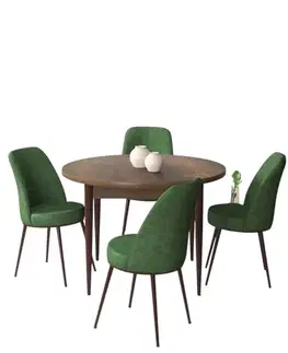 Jedálenské sety Dining Table & Chairs Set (5 Pieces) Tor - Baroque, Khaki