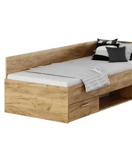 Postele KONDELA Boat 90 posteľový rám s úložným priestorom dub artisan