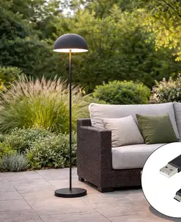 Lampy Vonkajšia stojaca lampa čierna nabíjateľná 3-stupňovo stmievateľná - Keira