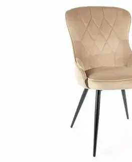 Kuchynské a jedálenské stoličky Signal Jedálenská stolička LOTUS VELVET | béžová