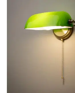 Svietidlá BRILAGI - Nástenná lampa BANK OFFICE 1xE27/60W/230V mosadz/zelená W352-ZE/MOS