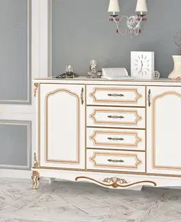 Komody a skrinky GOLDEN luxusná komoda, bielo zlatá