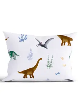 Dekoračné obliečky MKLozkoviny.sk Bavlnená obliečka na vankúš Renforcé 50 × 70 cm - Dinosaury-  -