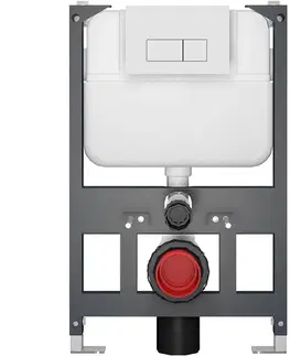 Záchody CERANO - Závesné WC s bidetom Basic/Cronus Standard - biela lesklá - WC tlačidlo Modulo/Biela - závesné - nízky modul - predstenová inštalácia - 59,3x38,4 CER-8050BD86454